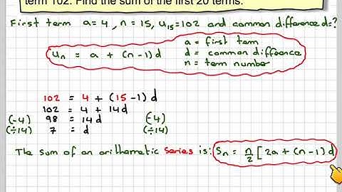 Finding the common difference and sum of an arithmetic series
