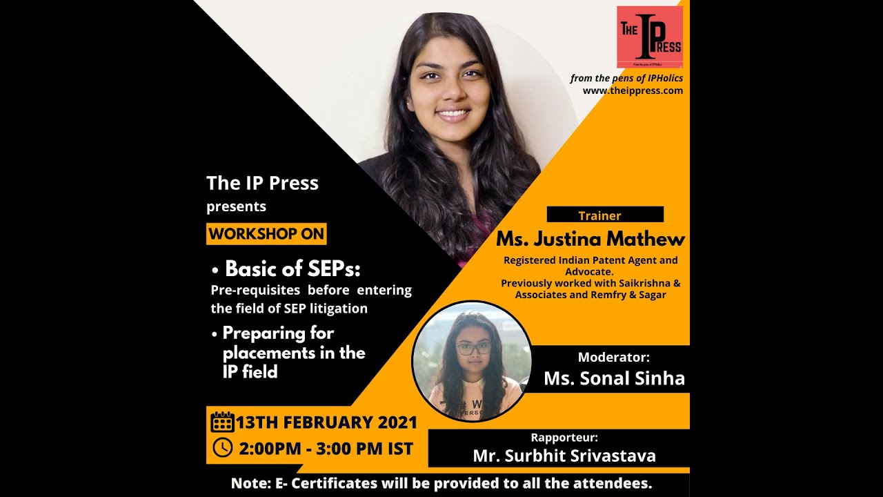 Workshop on Basics of SEPs- The IP Press