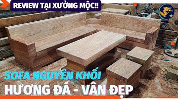 [May Đo] Bộ Sofa Góc L Nguyên Khối Gỗ Hương Đá - Mộc Thô Vân Đẹp