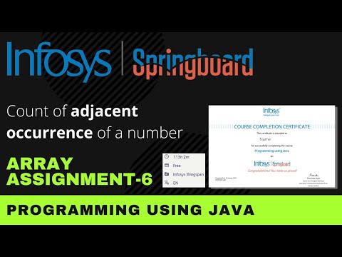 Count of adjacent occurrence of a number | Array Assignment 6 | Programming Using Java | Infosys