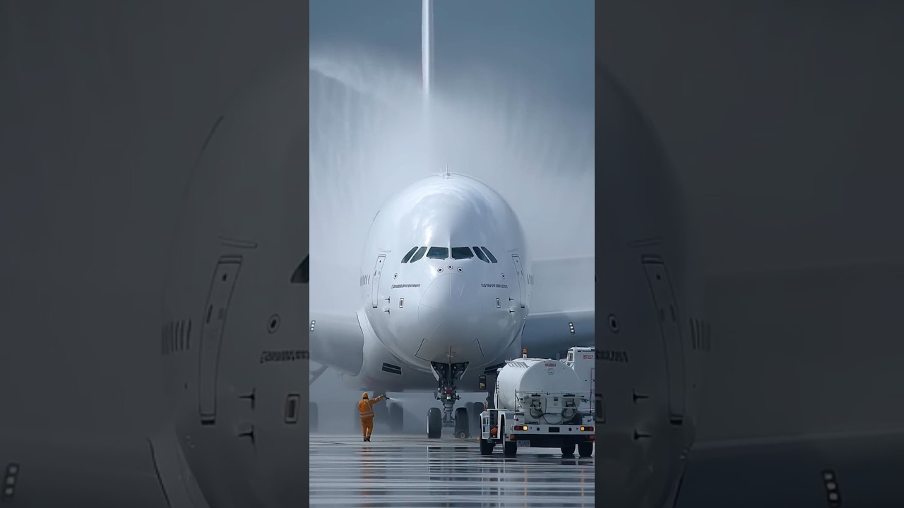 How the Giant A380 is Washed with Water | Satisfying Aircraft Cleaning 