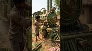 crafted his Monster Train from Bamboo streak and Palm leaves | #patahai #woodscraft #ai