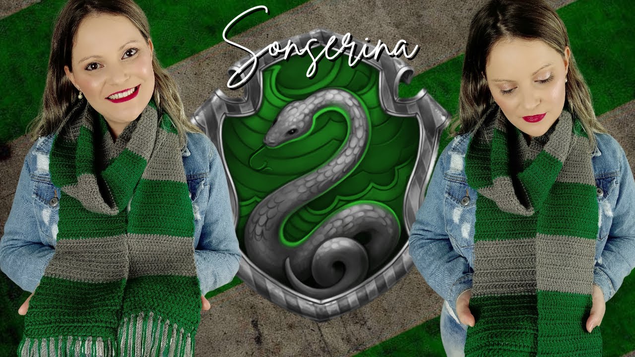 Cachecol em Crochê do Harry Potter | Sonserina
