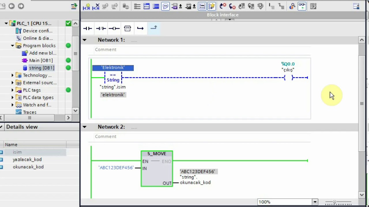 Tiaportal s71500 siemens PLC STRING DATA TYPE, SMOVE function