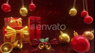 Christmas Red Decorations Glitter Background 3D | Motion Graphics - Envato elements