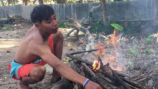 PRIMITIVE : CAST AND COOK || MEMBAKAR IKAN GABUS DI ALAM