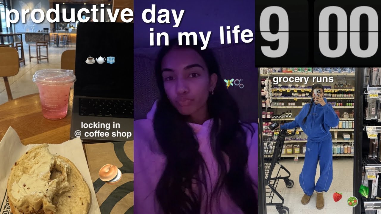 9 AM productive day in my life | staying motivated, studying, grocery shopping, self care + more