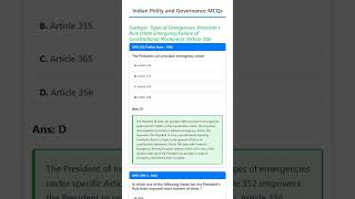 Types of Emergencies: President's Rule State Emergency/Failure of Constitutional Machinery Arti...