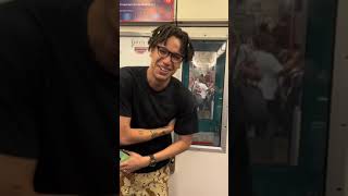 Guy pretends to fall asleep on people in the subway!