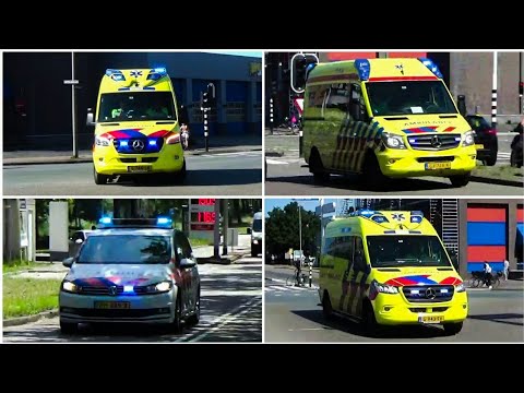 PRIO 1 Politie Noodhulp & A1 Ambulances met spoed onderweg naar verschillende meldingen in Purmerend