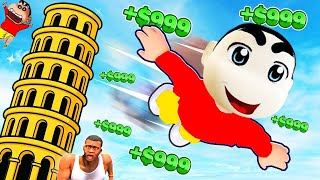 I Climbed to the TOP of EIFFEL TOWER and SLID DOWN with SHINCHAN and CHOP in ROBLOX