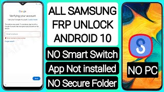 FRP Bypass Samsung A10 A20 A30 A50 A70 Google lock Remove NO Smart Switch App Not installed NO PC