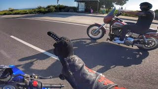 Messing with a Harley Davidson Rider - Angelos and Vincis