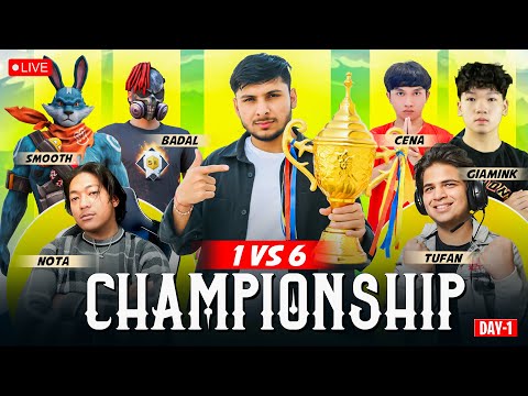 1 vs 6 HARDEST CHAMPIONSHIP DAY 1🏆👿 FT- SMOOTH, BADAL, NOTA, CENA #nonstopgaming  