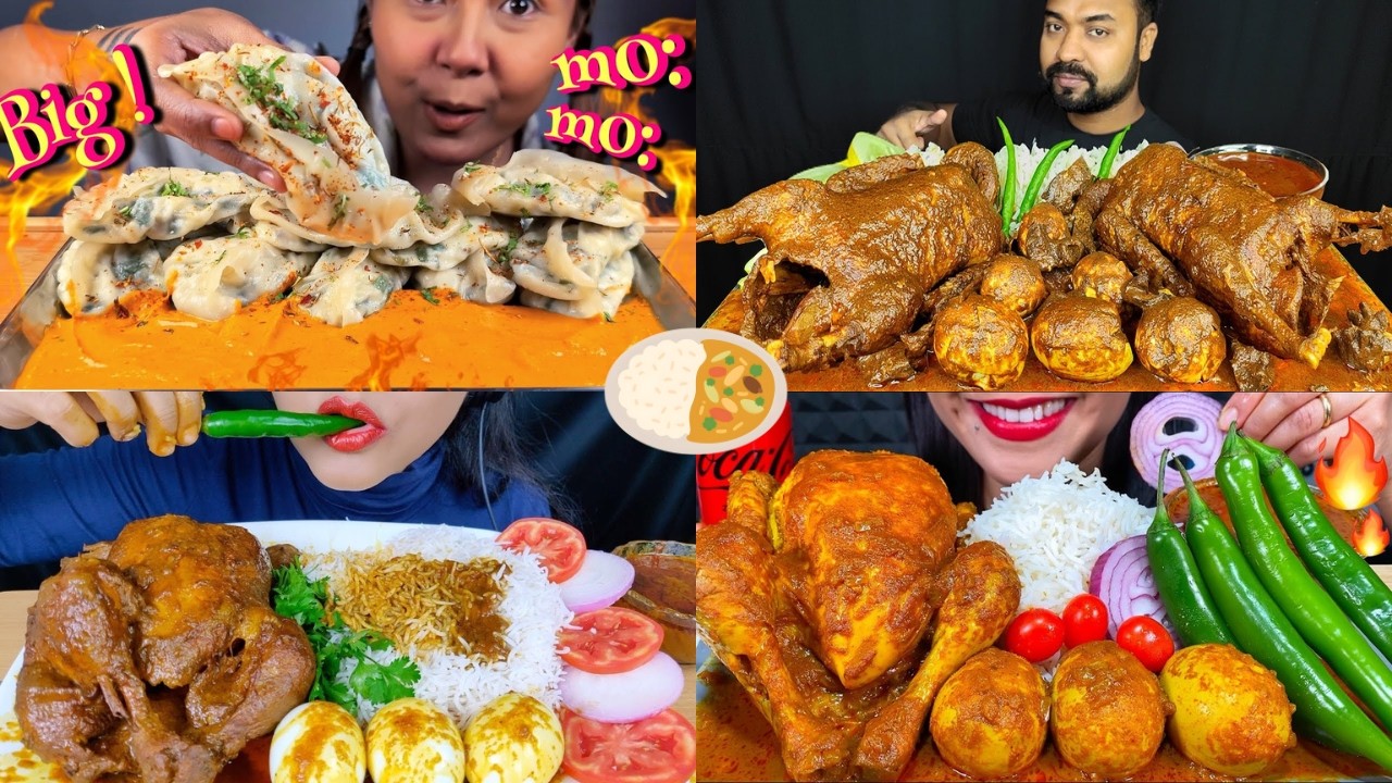 MUKBANG EATING INDIAN FOOD🔥 CHICKEN, EGG & Fish CURRY WITH RICE ASMR COMPILATION