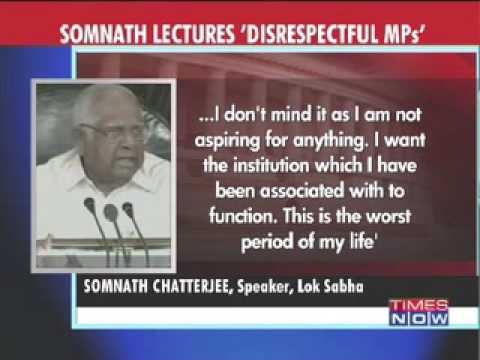 Loksabha Speaker Somnath Chatterjee apeals to the disrespectful members of the parliament to maintain the basic decorum in the house.