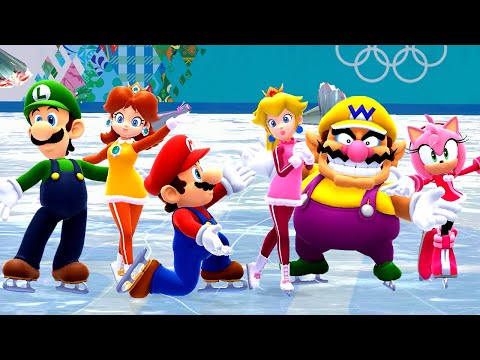 Mario & Sonic at the Olympic Winter Games Sochi 2014 - All Characters Poses in Figure Skating Pairs