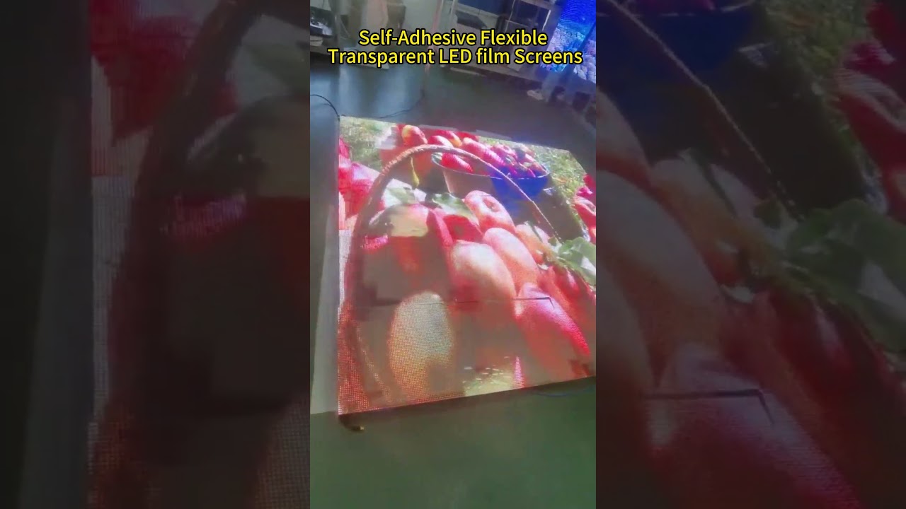 Customized Flexible Transparent Soft Film Advertising Glass Adhesive Led Screen For Shopping Mall