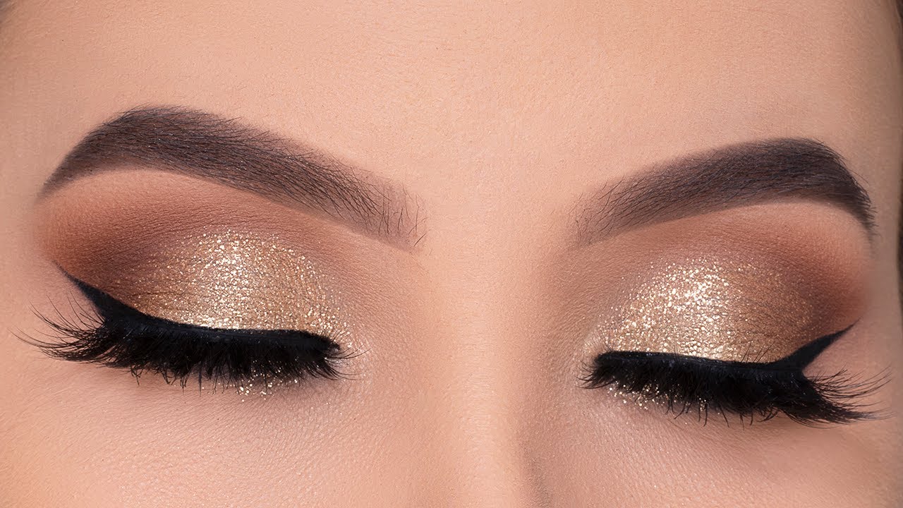 Classic Golden Glitter Eye Makeup Tutorial | Holiday Eye Look - Youtube