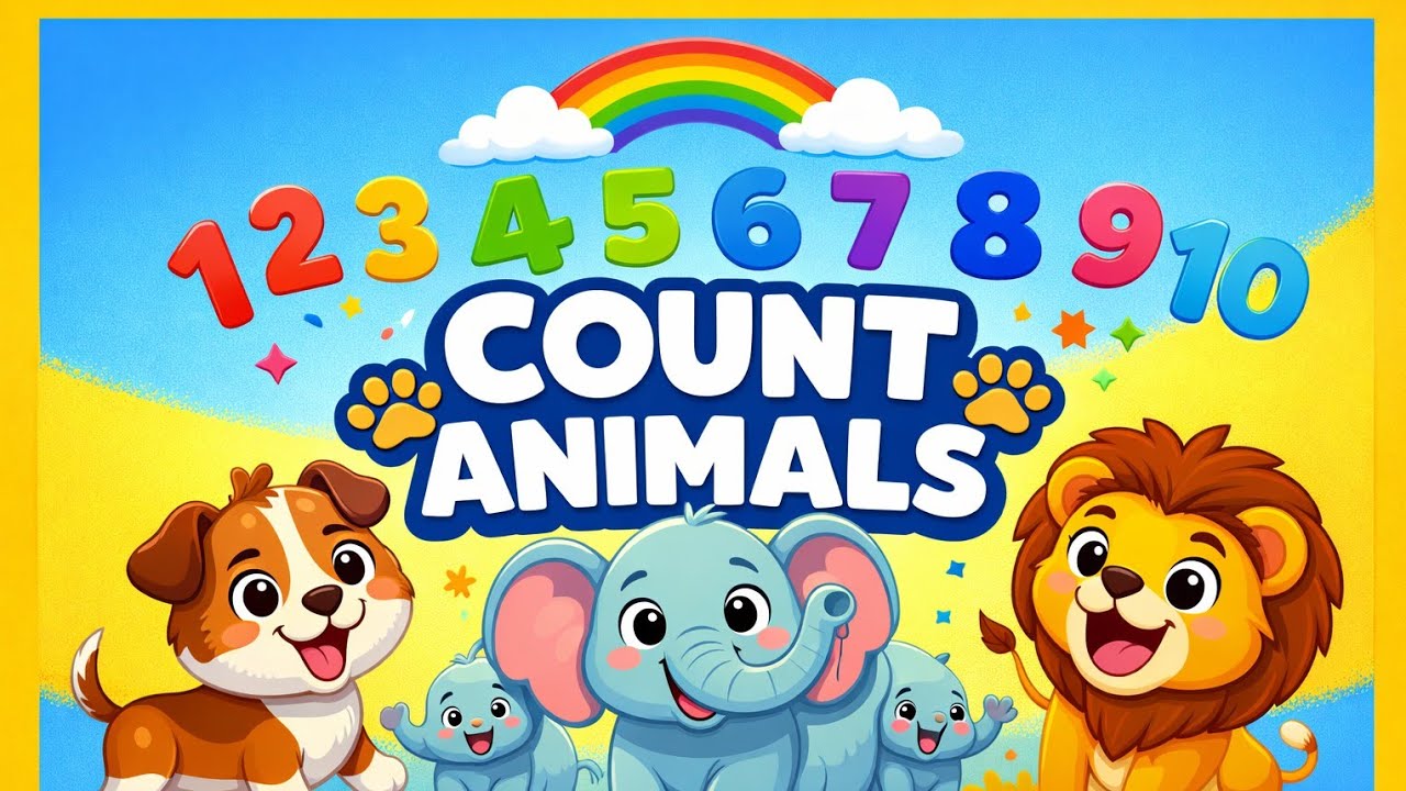 1️⃣ Counting Animals | Learn Numbers 1 to 10 with Animals 🐶🐘🦁 | Kids Rhyme