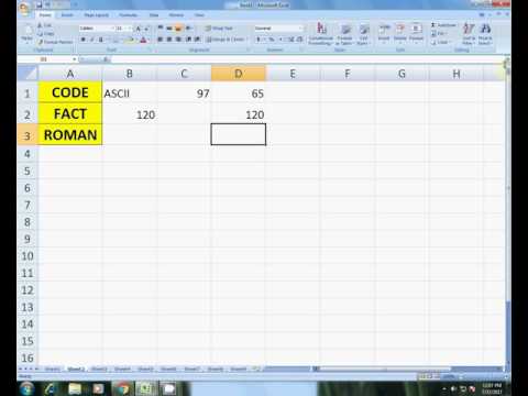 CODE,FACT,ROMAN FUNCTION IN EXCEL HINDI