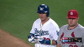STL@LAD: Rojas ends no-hit bid with a single to left