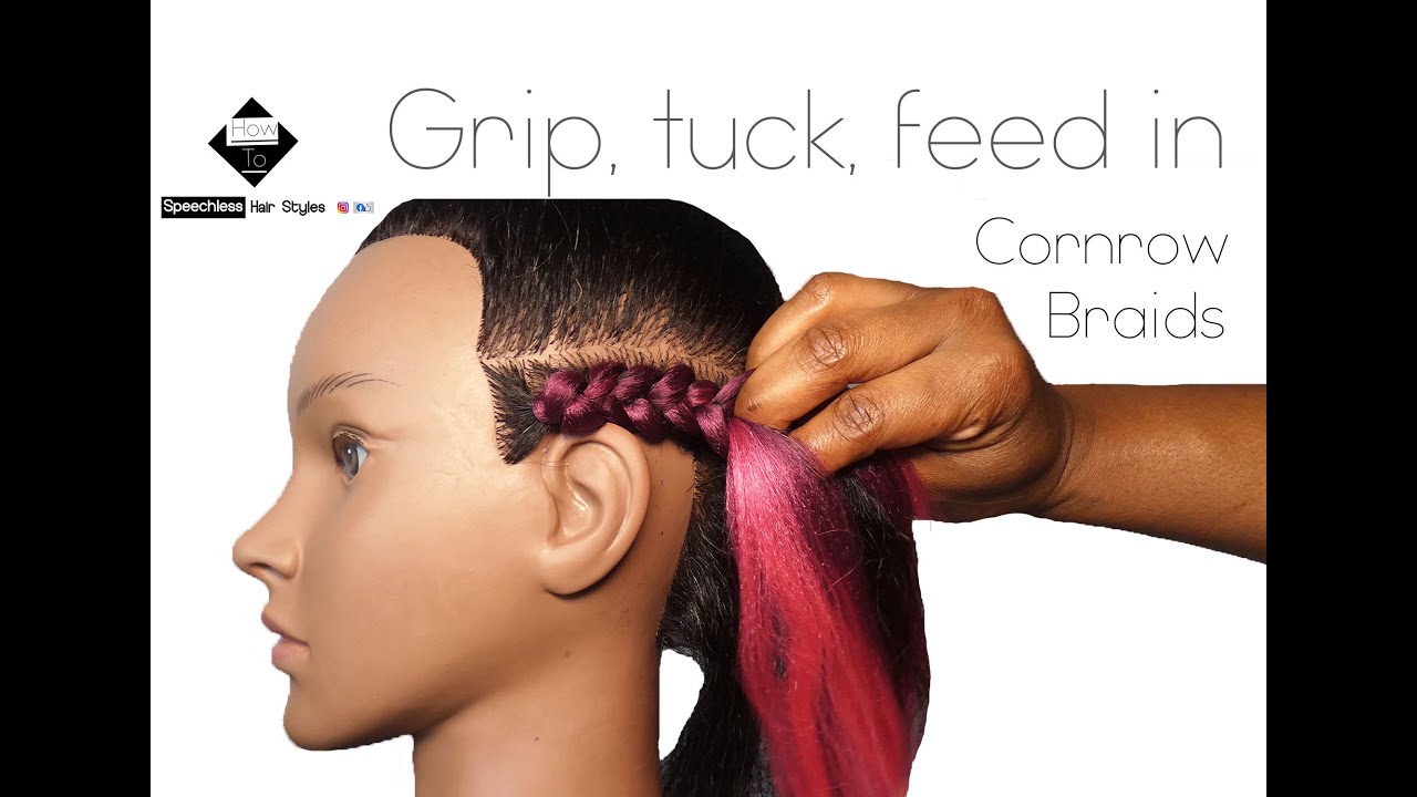 HOW TO Grip Tuck Feed in CORNROW BRAIDS! Requested.