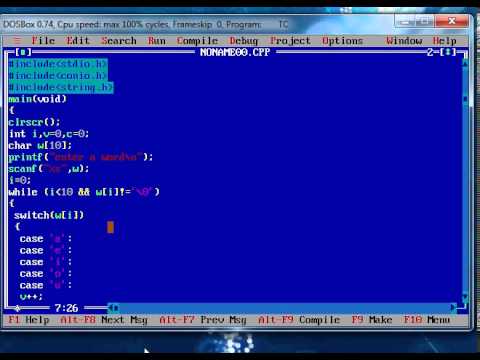 turbo c vowel consonent program