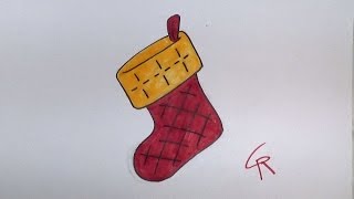 Learn How To Draw An Easy Christmas Stocking   iCanHazDraw!