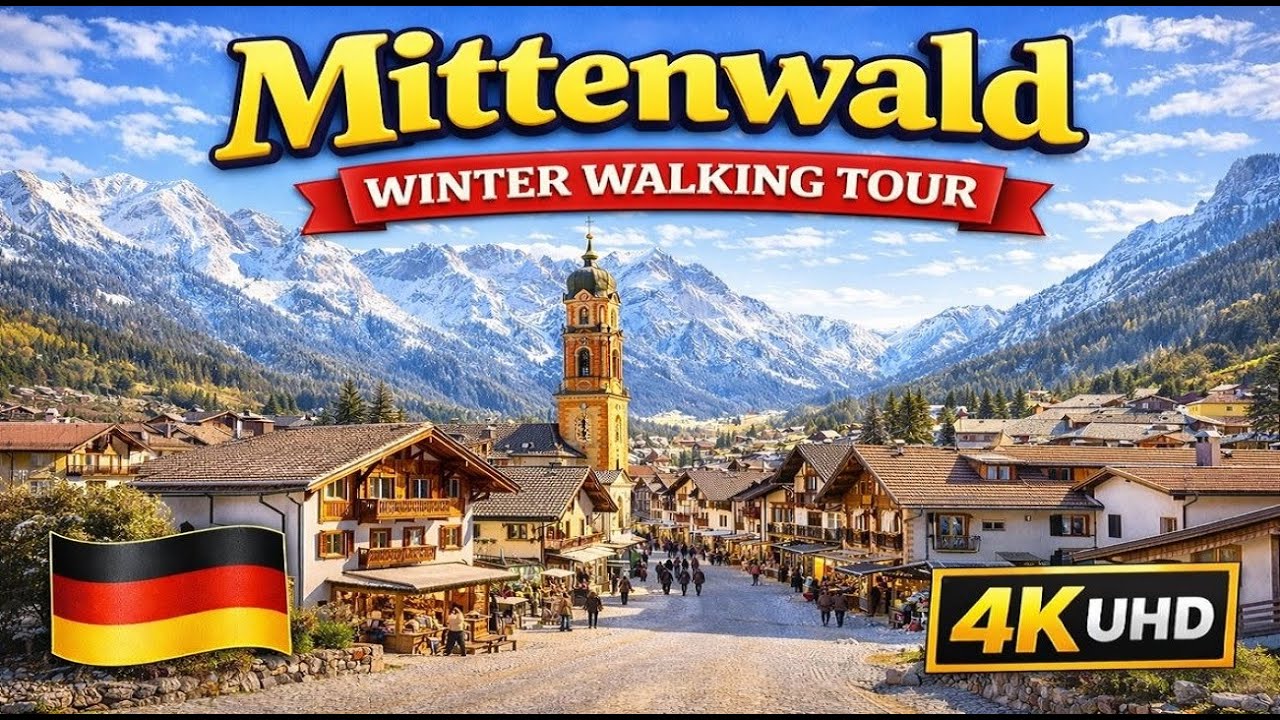 Winter Walking Tour in Mittenwald 🇩🇪 | Fairytale Alpine Village in 4K