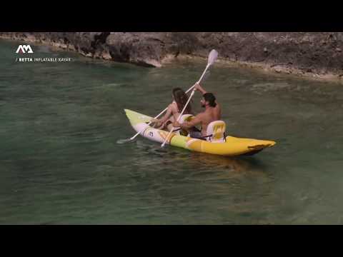 Надувний каяк Aqua Marina Betta 13'6" (BE-412) — Двомісна байдарка з веслами та надувним дном, видео 1