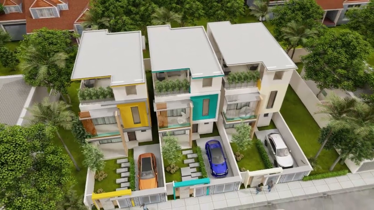 PLAN DE 3  Duplex DE 4 pièces/Duplex . TERRAIN : 400M² /3DUPLEX / TEL :+225 0777434343