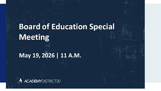 May 19, 2026 BOE Special Meeting