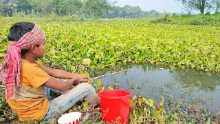 Best Hook Fishing Video 2023|| Village Boy Hook Fish Hunting in Pond.Part-2.