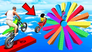 SHINCHAN AND FRANKLIN TRIED THE IMPOSSIBLE RAINBOW CIRCULAR STAR DISC PARKOUR CHALLENGE GTA 5