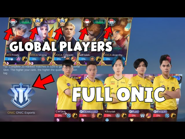 ONIC FULL TEAM MET GLOBAL PLAYERS IN A RANK GAME..😳 class=
