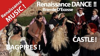 Renaissance Music with Dance and bagpipes .Dancing Bal in a Castle in France Near Nantes