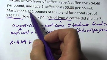 Solving a Value Mixture Problem Using a Linear Equation