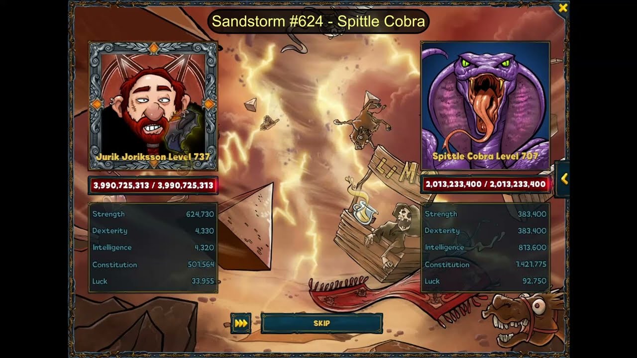 Shakes & Fidget - New Dungeon - Sandstorm - floor 624 - Spittle Cobra