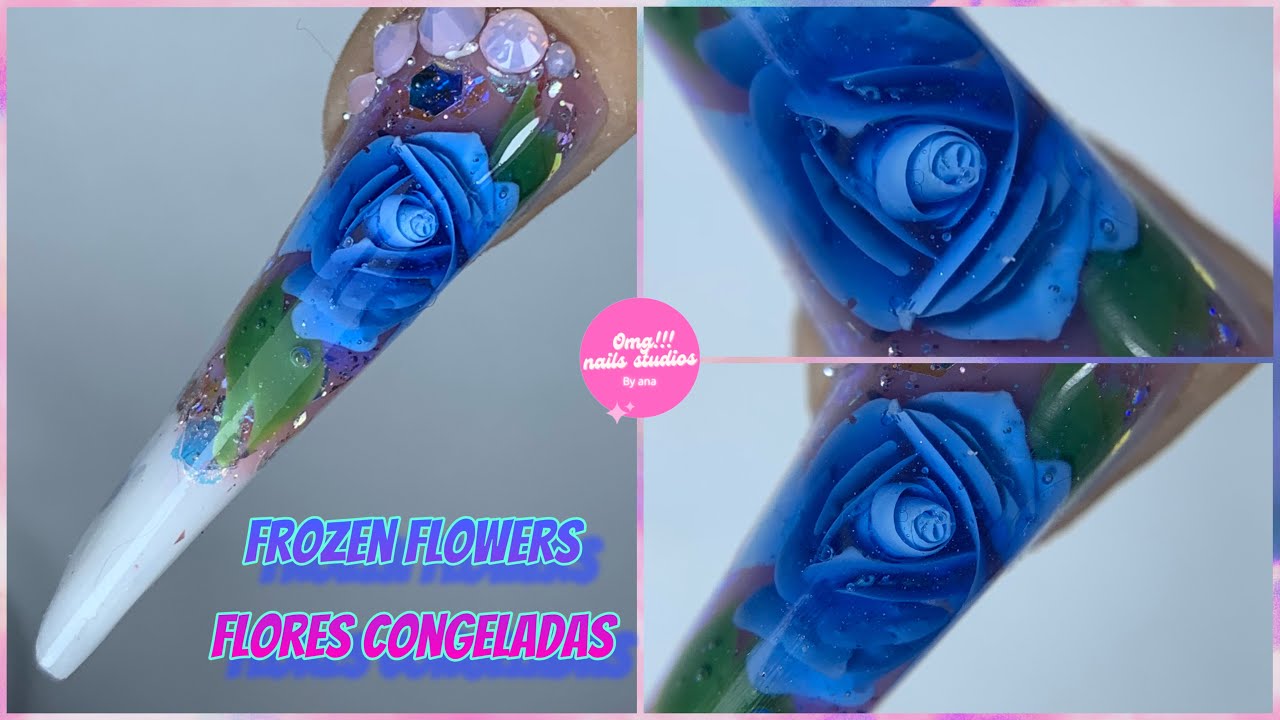 🌷💐Uñas frozen flowers | flor óptica | flor gelatina | flores congeladas🌹🌸