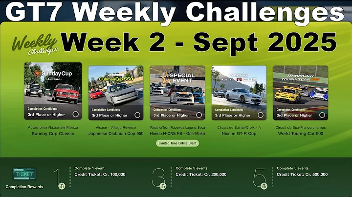 GT7 Weekly Challenges Sept 2025 Week 2 +Tunes/Car Setup Earn 1.5m Credits +Car Gran Turismo 7 on PS5