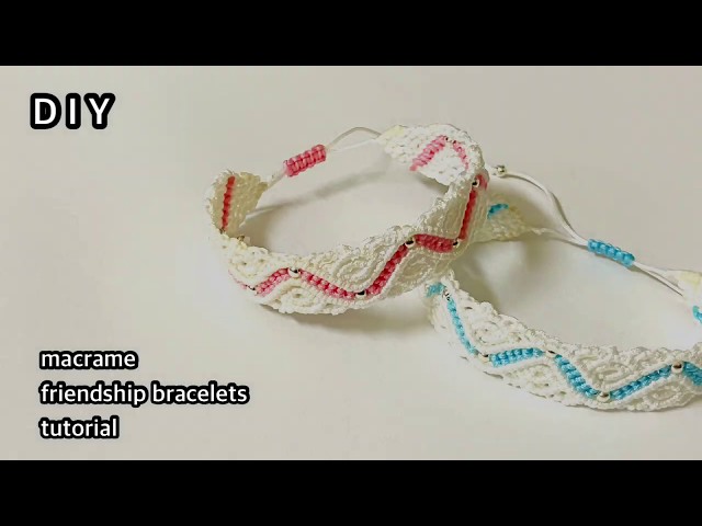 zigzag waves macrame friendship bracelets tutorial〜マクラメ編み