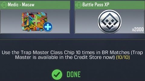 Call Of Duty Mobile Use the Trap Master Class Chip 10 times in BR Matches Task Complete