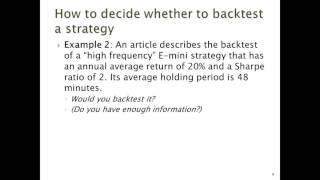 Backtesting Algorithmic Trading Strategies