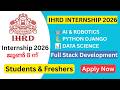 AI, Robotics, Python, Data Science Internship 2026 | IHRD Internship | Registration Started
