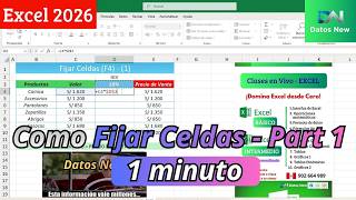 Como FIJAR CELDAS en Excel (F4) (Parte 1) - Datos New