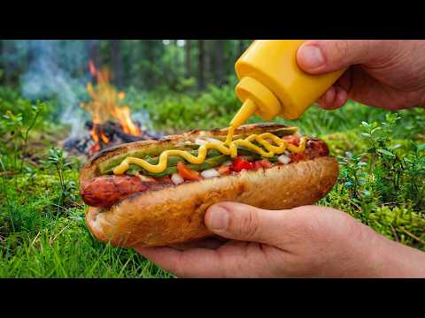Chicago-Style Hot Dog Made From Scratch | Outdoor Campfire Cooking thumbnail