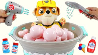 Paw Patrol Baby Rubble Huge Holiday Dinner Meal Time & Bubble Bath Brushing Teeth Nighttime Routine!