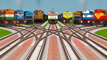 9 Indian Express Trains Crossing At Curved Tracks! Risky Railroad Tracks  | BeamNG Drive Train crash