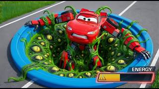 Lightning McQueen TRANSFORMER vs Alien Portal! Who Will Survive? | BeamNG.drive | Pixar Cars 6 screenshot 2